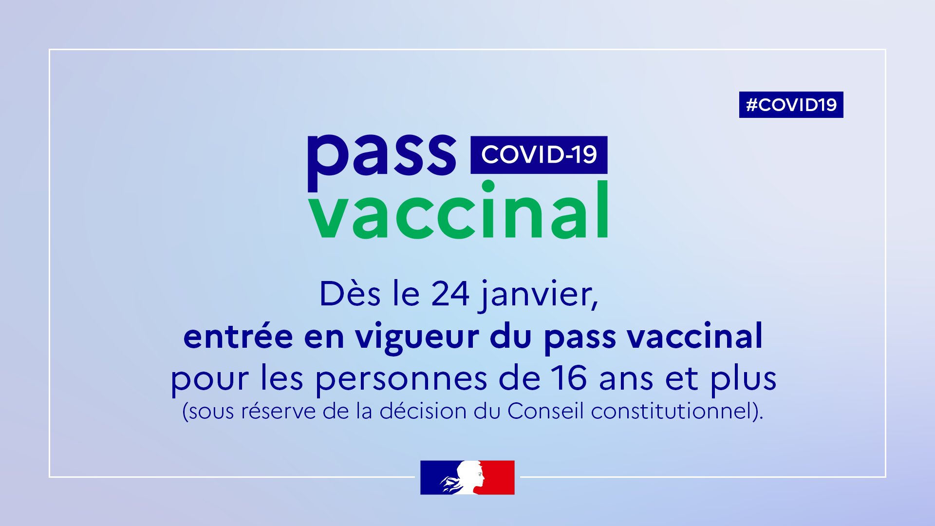 Entrée en vigueur du pass vaccinal le 24 janvier
